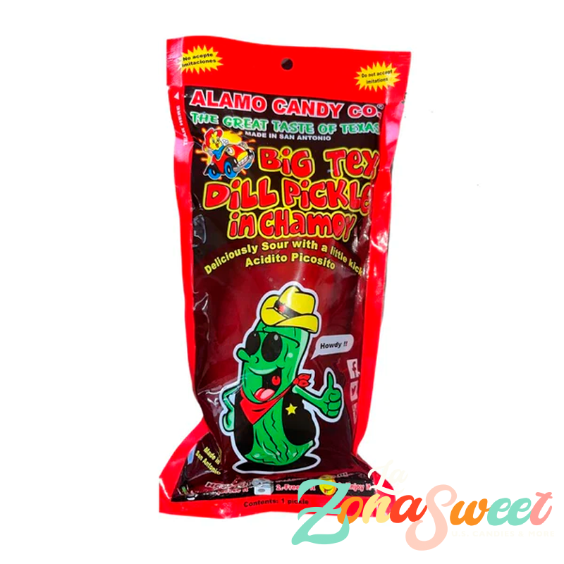 Pepinillo con Chamoy Big Tex Dill (28g)| ALAMO CANDY