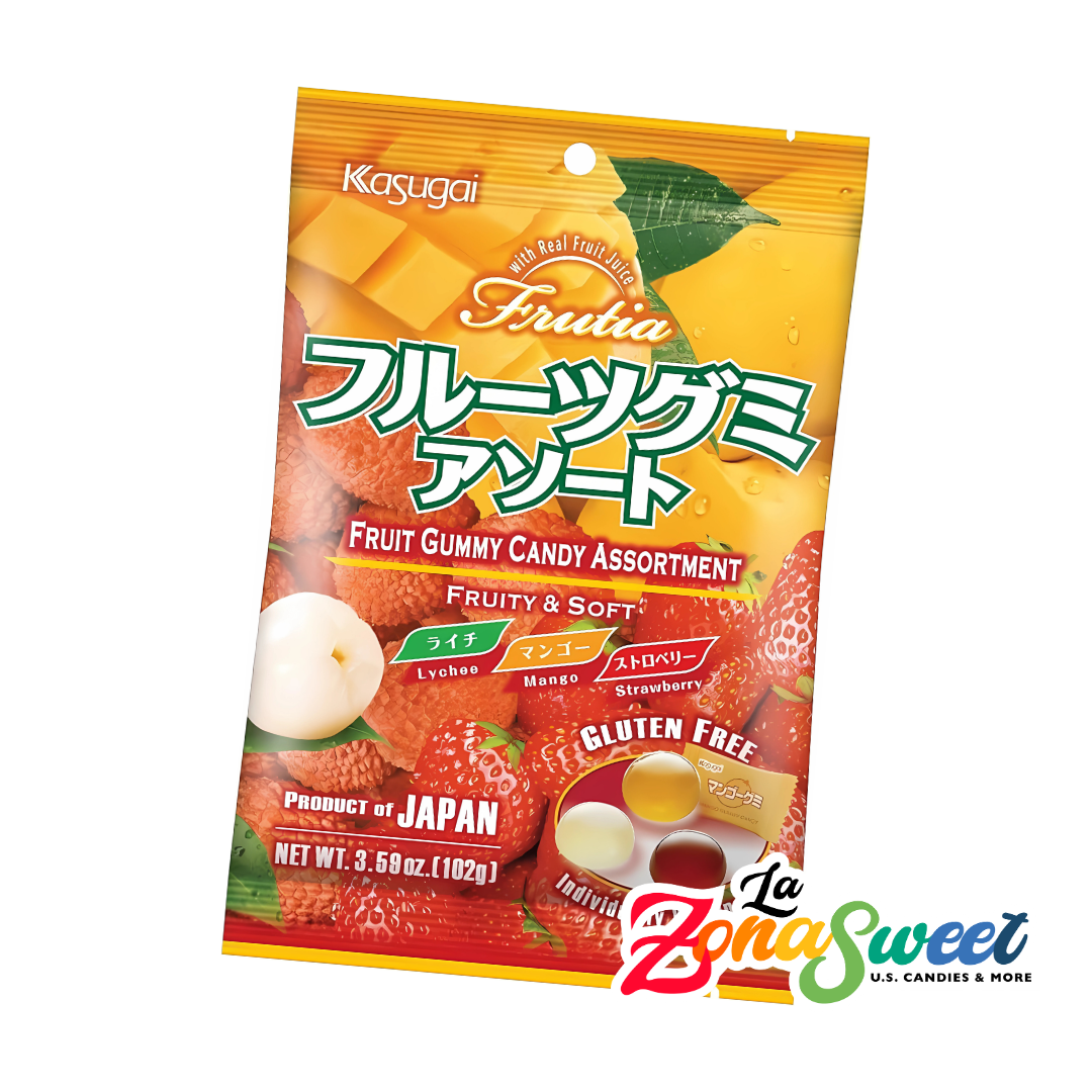 Gomitas Suaves Mix Lychee, Fresa Mango (102g) | KASUGAI